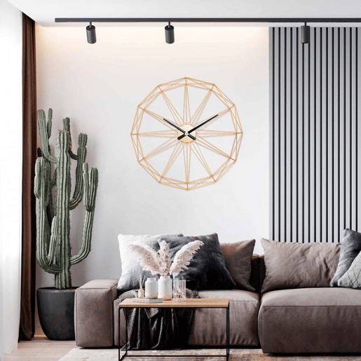 Relógio de Parede Moderno Dourado Ø80cm Thinia Home