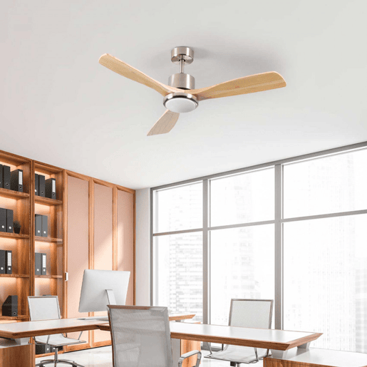 Ventilador de Teto com Luz 3 Lâminas 56 W 6 Velocidades Alaska Madeira Natural Dayron