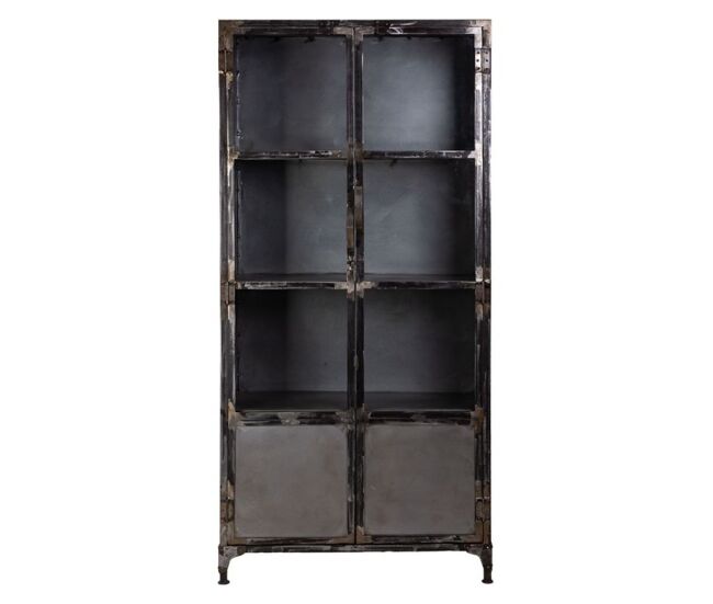 Vitrina de metal gris/negro 90x40x190