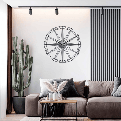Relógio de Parede Moderno Preto Ø60cm Thinia Home