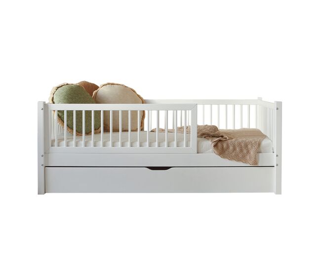 Cama con barandilla somier y cajón Sybil 199x199