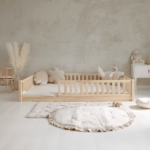 Cama 140x190 incluindo calha e estrado de ripas com pés de 1 cm Agnès Bois
