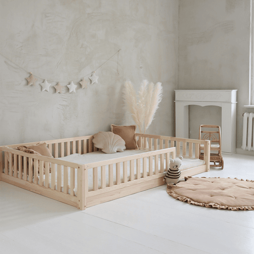 Cama 140x190 incluindo calha e estrado de ripas com pés de 1 cm Agnès Bois