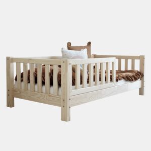 Cama 90x190 barreira e base de ripas incluídas pés 10 cm Agnès Bois