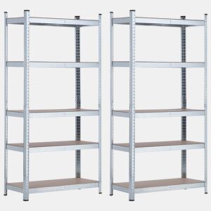 Pack 2 Prateleiras Modulares com 5 Prateleiras Ajustáveis u200Bu200B180x90x40cm 875Kg Thinia Home