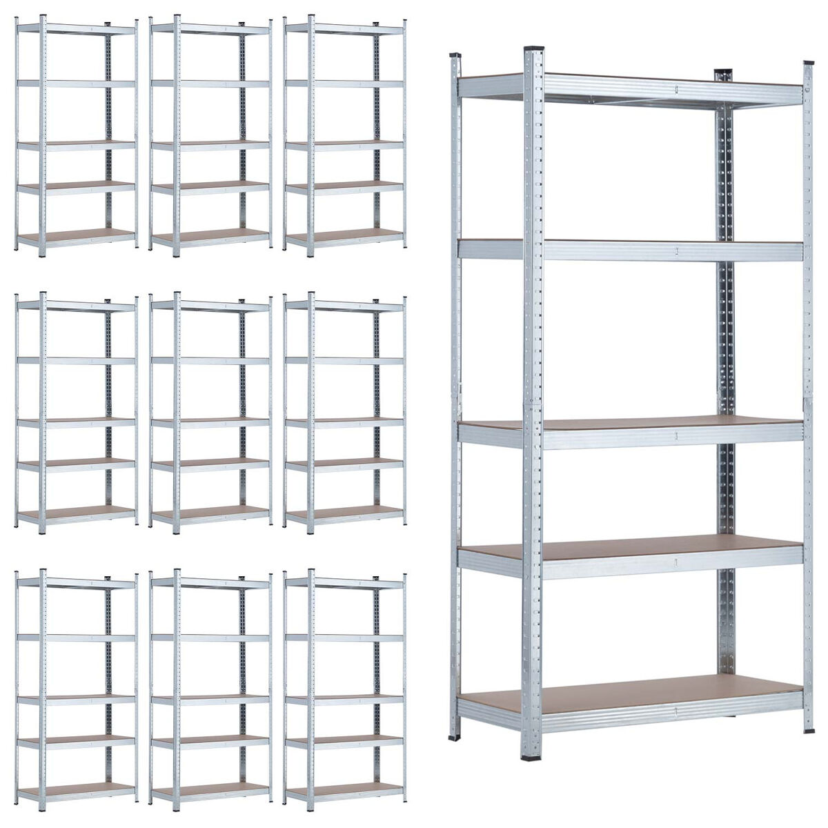 MegaPack 10 Estanterías Modulares Galvanizadas con 5 Baldas
