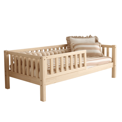 Cama 90x190 barreira e base incluída pés 19 cm Agnès Madeira