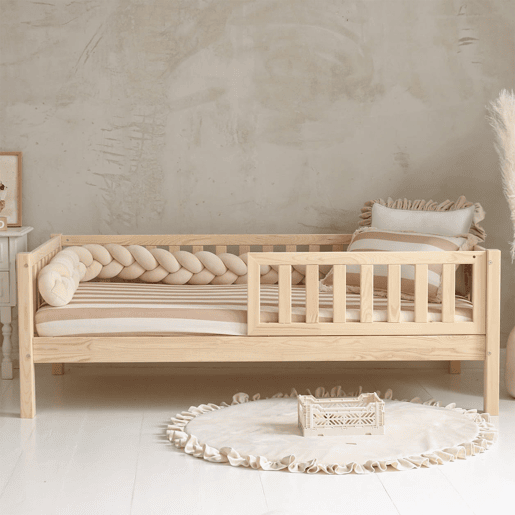 Cama 90x190 barreira e base incluída pés 19 cm Agnès Madeira