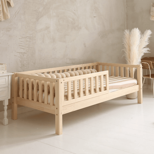 Cama 90x190 barreira e base incluída pés 19 cm Agnès Madeira