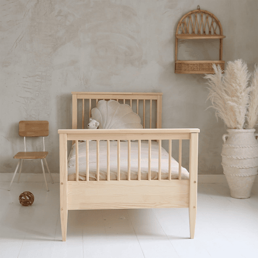 Cama 90x190 base incluída pés 19 cm Daphné Madeira
