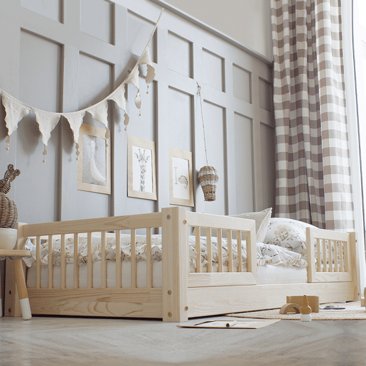 Cama 90x190 com calhas e estrado com pés de 1 cm Adèle Bois Cama 90x190 com calhas e estrado com pés de 1 cm Adèle Bois