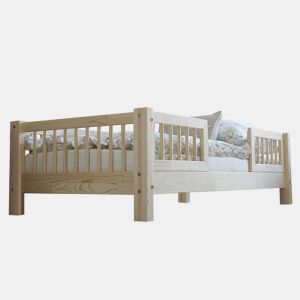 Cama 90x190 com calhas e estrado com pés de 10 cm Adèle Bois