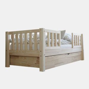 Cama com barreira 90x190 com estrado de ripas e gaveta Agnès Bois