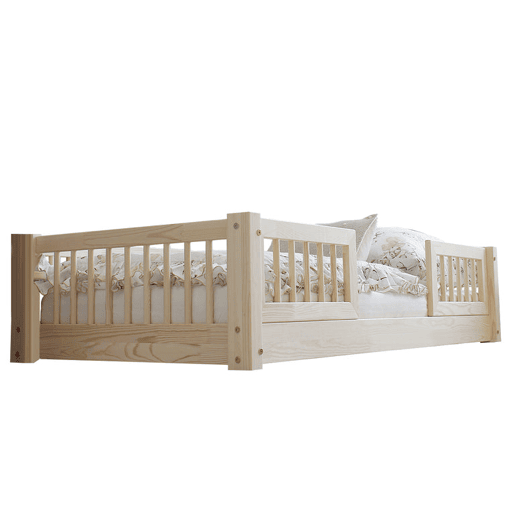 Cama 70x140 com calhas e estrado com pés de 1 cm Adèle Bois Cama 70x140 com calhas e estrado com pés de 1 cm Adèle Bois