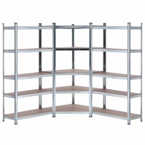 Pack 2 Prateleiras Modulares e 1 Prateleira de Canto com 5 Prateleiras Ajustáveis u200Bu200BThinia Home