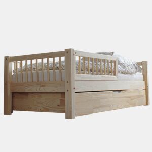 Cama com barreira 90x190 incluindo estrado de ripas e gaveta Adèle Bois