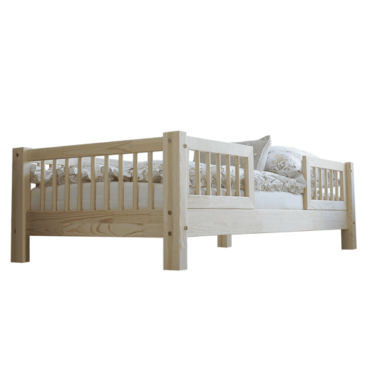 Cama 90x200 com barreiras e estrado com pés de 10 cm Adèle Bois