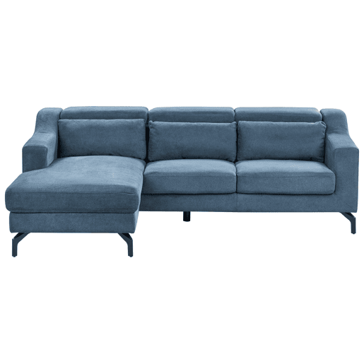 Sofá de canto GLOSLI Chenille Azul 4 lugares à direita