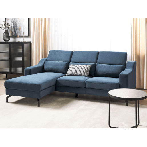 Sofá de canto GLOSLI Chenille Azul 4 lugares à direita