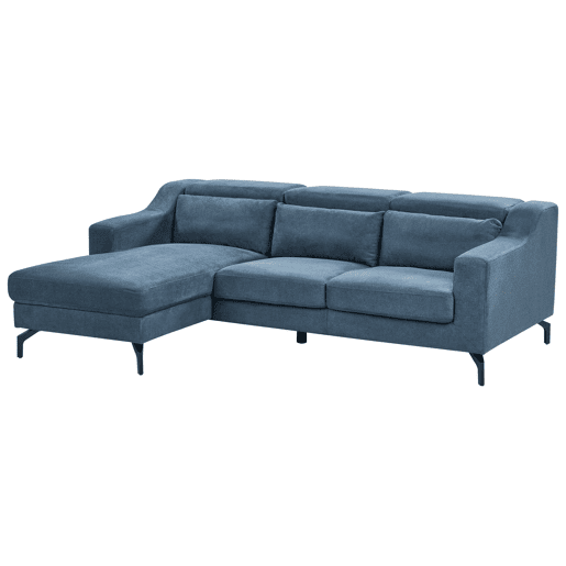Sofá de canto GLOSLI Chenille Azul 4 lugares à direita