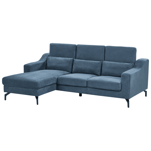 Sofá de canto GLOSLI Chenille Azul 4 lugares à direita