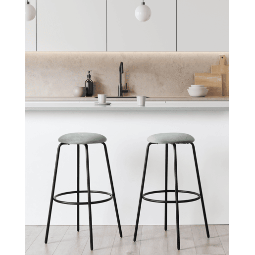 Conjunto de 2 bancos de bar MORTON Veludo Verde menta