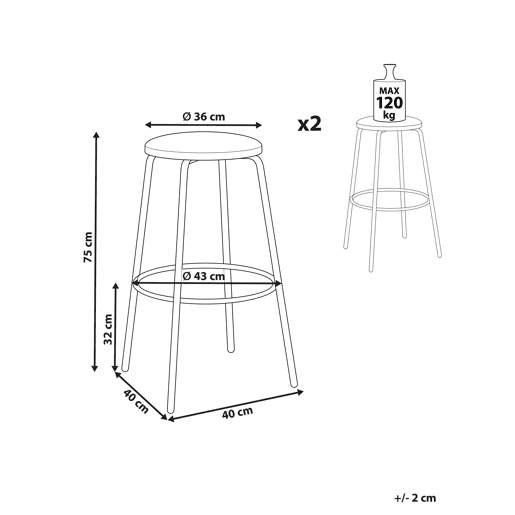 Conjunto de 2 bancos de bar MORTON Veludo Verde menta