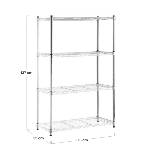 Pack 2 Prateleiras Metálicas com 4 Prateleiras Ajustáveis u200Bu200B137x91,4x35,5cm 320Kg 7house