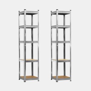 Pack 2 Prateleiras Modulares com 5 Prateleiras Ajustáveis u200Bu200BCinza 180x40x40cm 175 Kg Thinia Home