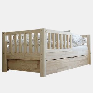Cama com barreira 90x190 incluindo estrado de ripas e gaveta Agnès Bois