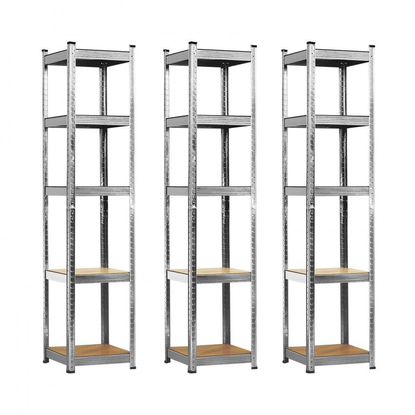 Pack 3 Estanterías Modulares con 5 Baldas Ajustables 40