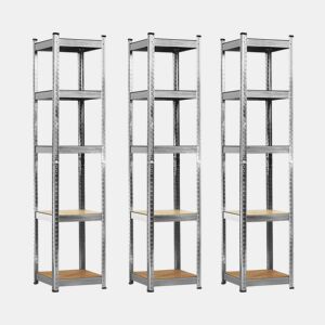 Pack 3 Prateleiras Modulares com 5 Prateleiras Ajustáveis u200Bu200BCinza 180x40x40cm 175Kg Thinia Home