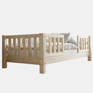 Cama 90x200 com calhas e estrado com pés de 10 cm Agnès Bois