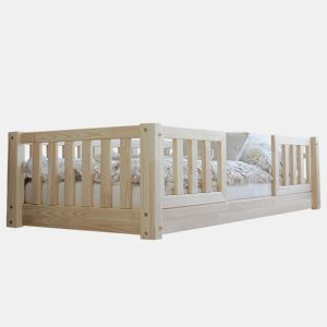 Cama 90x190 com calhas e estrado com pés de 1 cm Agnès Bois