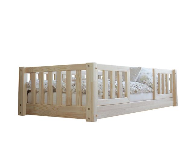 Cama 90x190 con barandilla y somier patas de 1 cm agnès madera