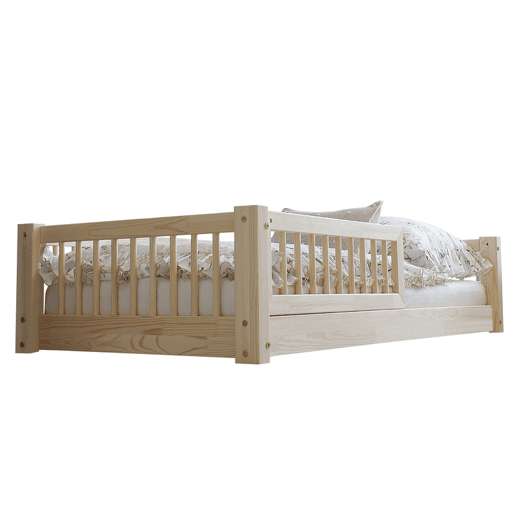 Cama 90x190 com barreira e base de ripas incluídas pés 1 cm Adèle Bois