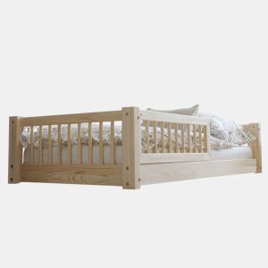 Cama 90x190 com barreira e base de ripas incluídas pés 1 cm Adèle Bois