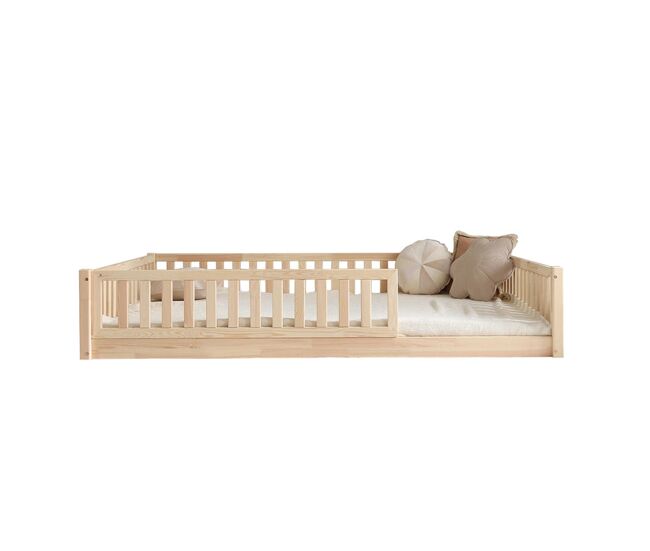 Cama 140x200 con barandilla y somier patas 1 cm agnès madera