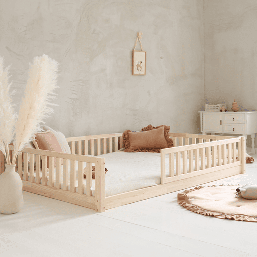 Cama 140x200 com barreira e base de ripas incluídas pés 1 cm Agnès Bois