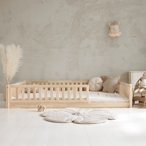 Cama 140x200 com barreira e base de ripas incluídas pés 1 cm Agnès Bois