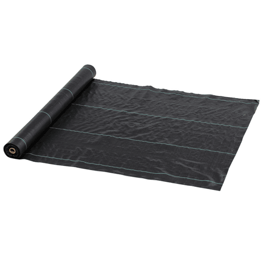 Outsunny Rolo de Malha Anti-Ervas 1x100 m Malha Geotêxtil 60 gm² para Controlo de Ervas Daninhas de Jardim Malha Anti-Ervas Preta