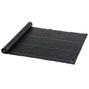 Outsunny Rolo de Malha Anti-Ervas 1x100 m Malha Geotêxtil 60 gm² para Controlo de Ervas Daninhas de Jardim Malha Anti-Ervas Preta
