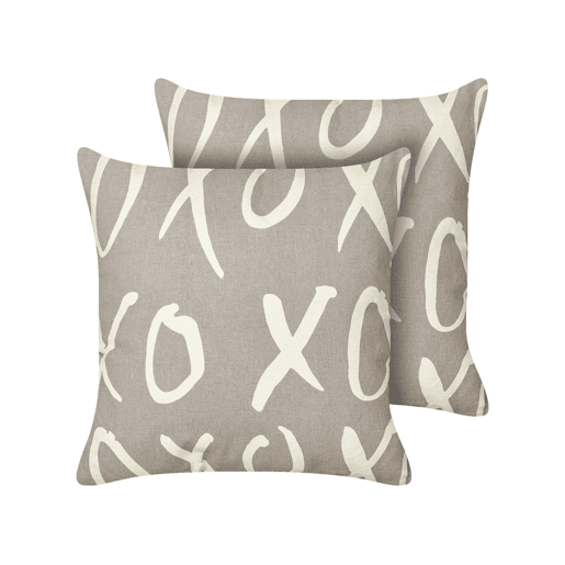 Conjunto de 2 almofadas decorativas TELOPEA Algodão 45 x 45 cm Cinzento Texto