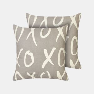 Conjunto de 2 almofadas decorativas TELOPEA Algodão 45 x 45 cm Cinzento Texto