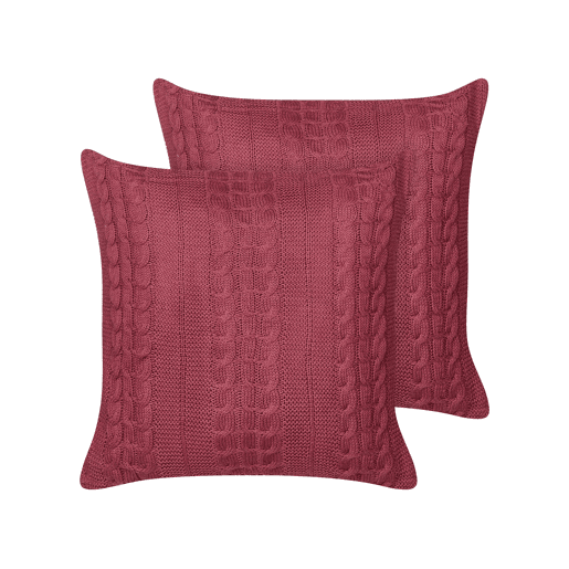 Conjunto de 2 almofadas decorativas CADETIA Algodão 45 x 45 cm Bordeaux Sólido