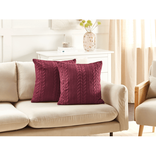 Conjunto de 2 almofadas decorativas CADETIA Algodão 45 x 45 cm Bordeaux Sólido