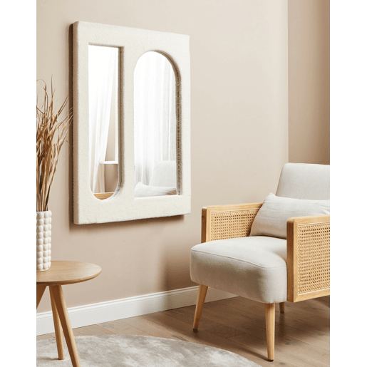 Espelho MARCIGNY 70 cm 100 cm Bouclé Branco creme