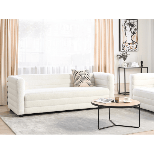 Sofá HOFN Bouclé Branco creme 3 lugares