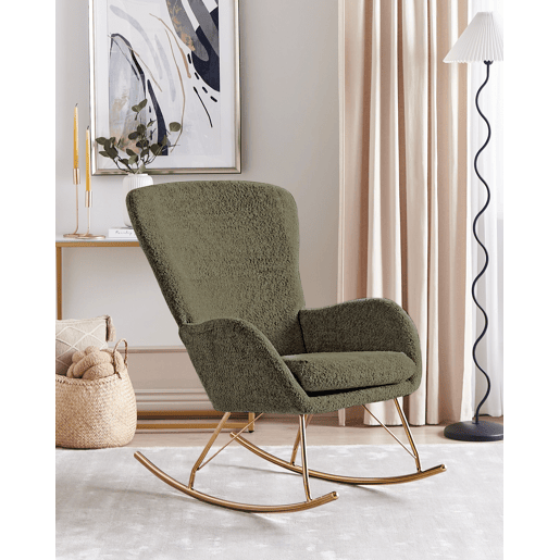 Poltrona de Baloiço ANASET Bouclé Verde escuro