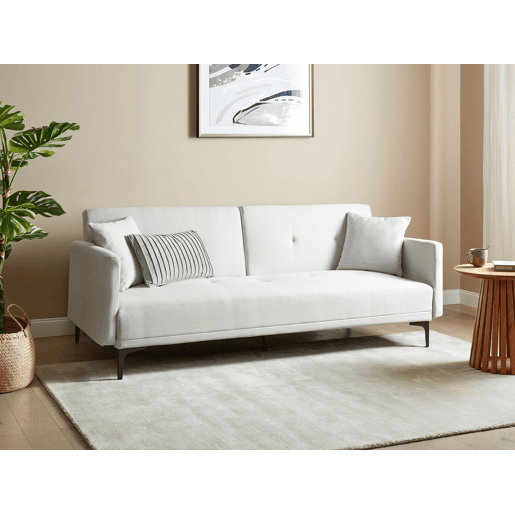 Sofá-cama LUCAN Tecido Creme claro 3 lugares Sofá-cama LUCAN Tecido Creme claro 3 lugares
